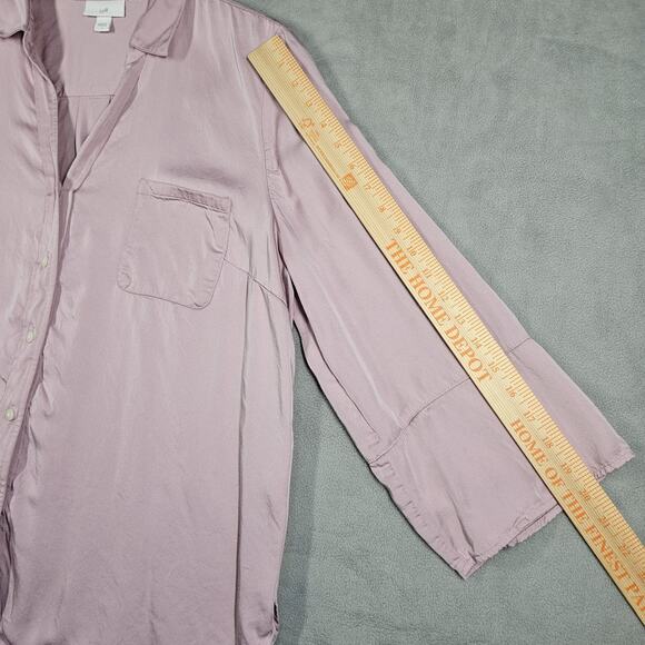 J Jill Blouse Womens Large Modal Satin Button Front Purple Lavender Career Relax - Picture 12 of 14